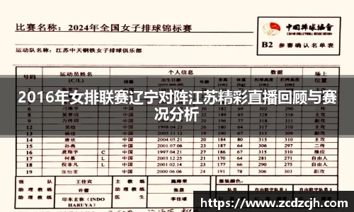 2016年女排联赛辽宁对阵江苏精彩直播回顾与赛况分析
